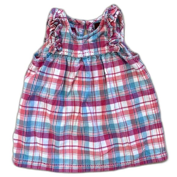 tea Other - Tea Collection Girls Size 3 Pink Plaid 100% Cotton Ruffle Summer Dress